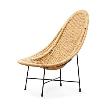 A Kerstin Hörlin-Holmquist rattan easy chair 'Stora Kraal', Nordiska Kompaniet, Sweden 1950's.