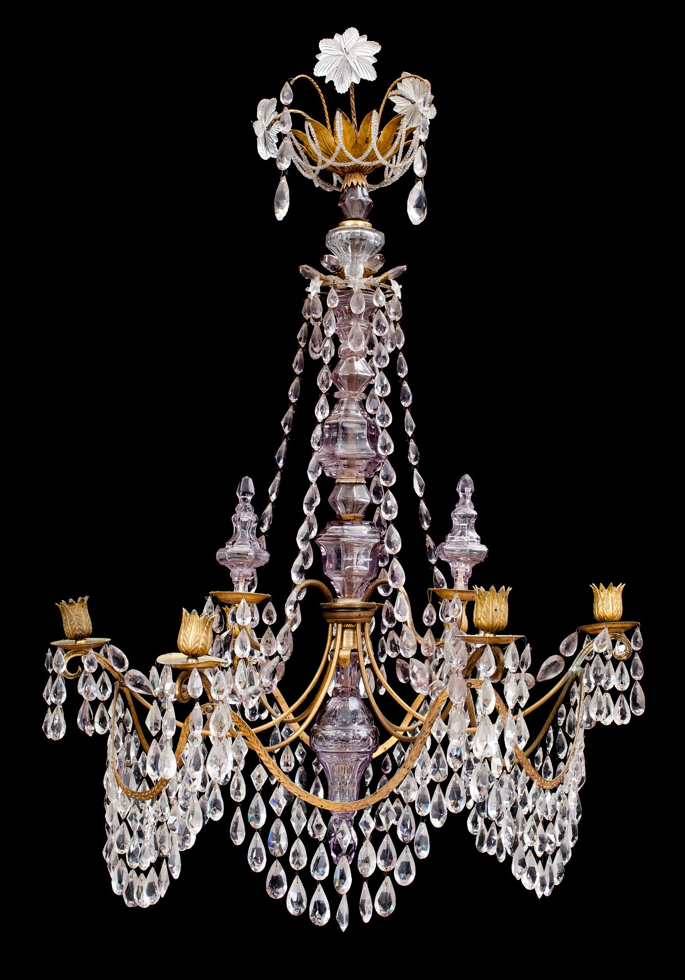 A Russian 19th century six-light chandelier.