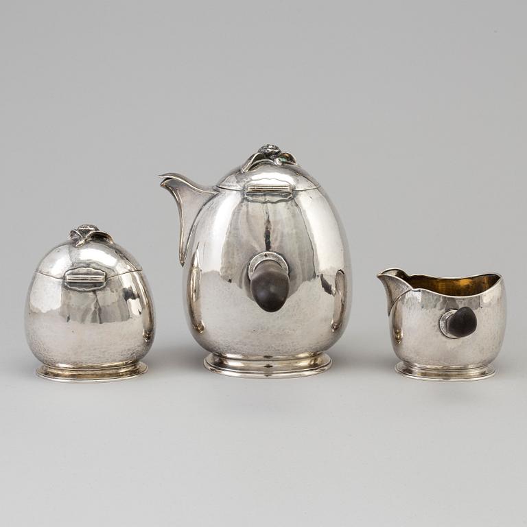 GAB, a three-piece silcer coffee service from Stockholm, 1918.