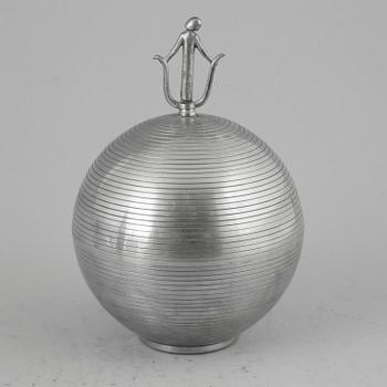 Sylvia Stave, a pewter bowl with cover for C.G. Hallberg, Stockholm, Sweden 1933.