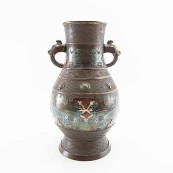 Vase Japan late Meiji (1868-1912) bronze and champlevé.