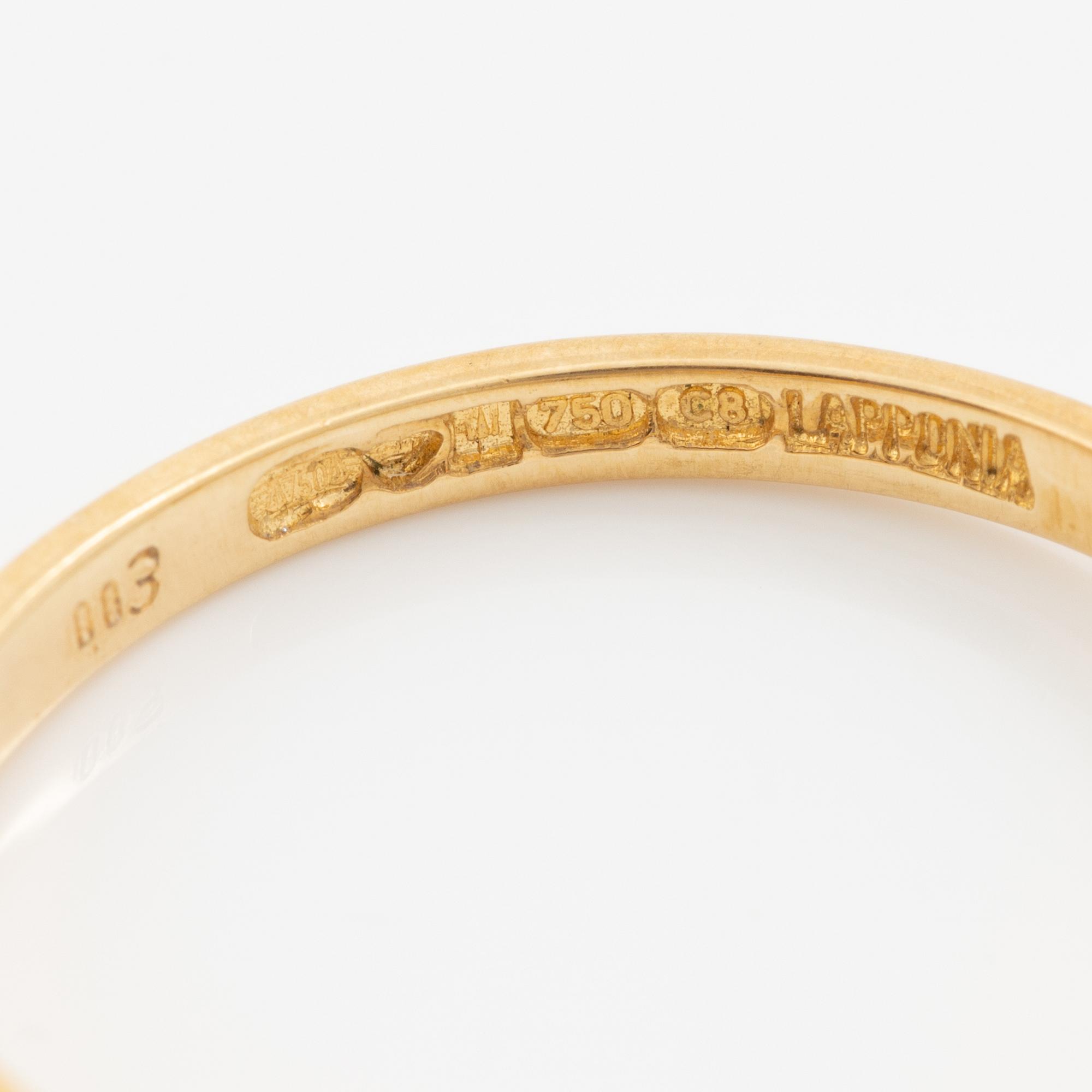 Lapponia, ring, 18K gold with a round brilliant-cut diamond, Finland 1980.
