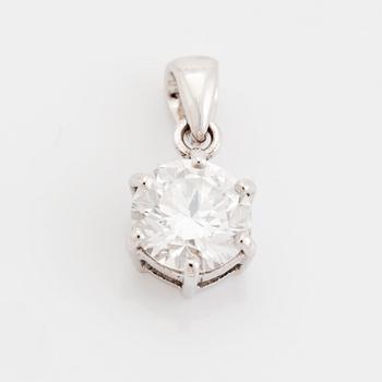 An 18K white gold pendant set with a round brilliant-cut diamond 1.16 ct D if (internally flawless).