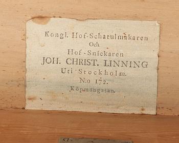 SKRIVSKÅP, av Johan Christian Linning (verksam i Stockholm 1779-1801). Sengustavianskt.