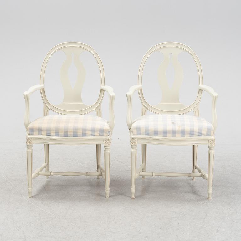 A pair of Gustavian style chairs, second half of the 20th Century.