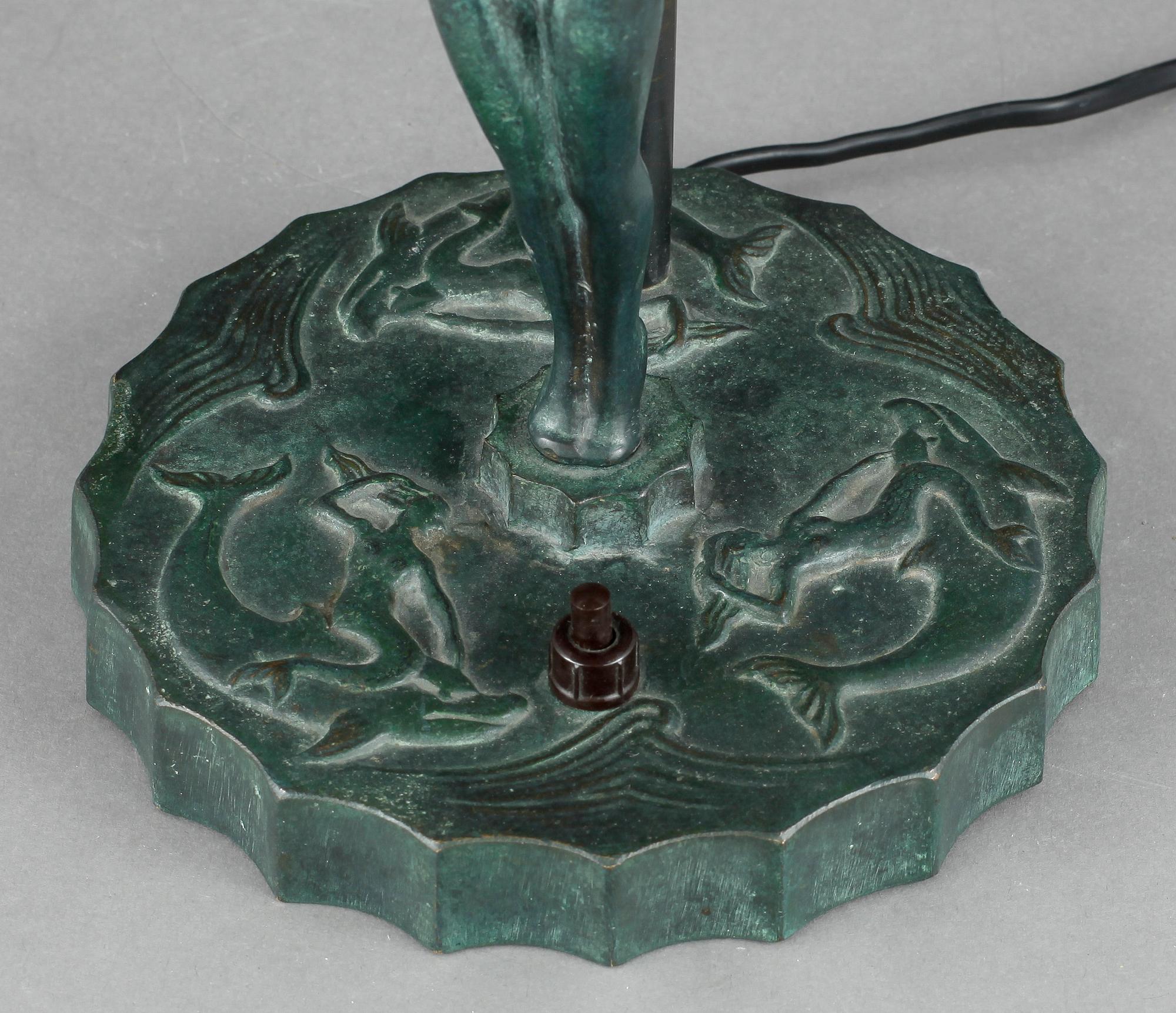 BORDSLAMPA, brons, art deco, 1920-tal.