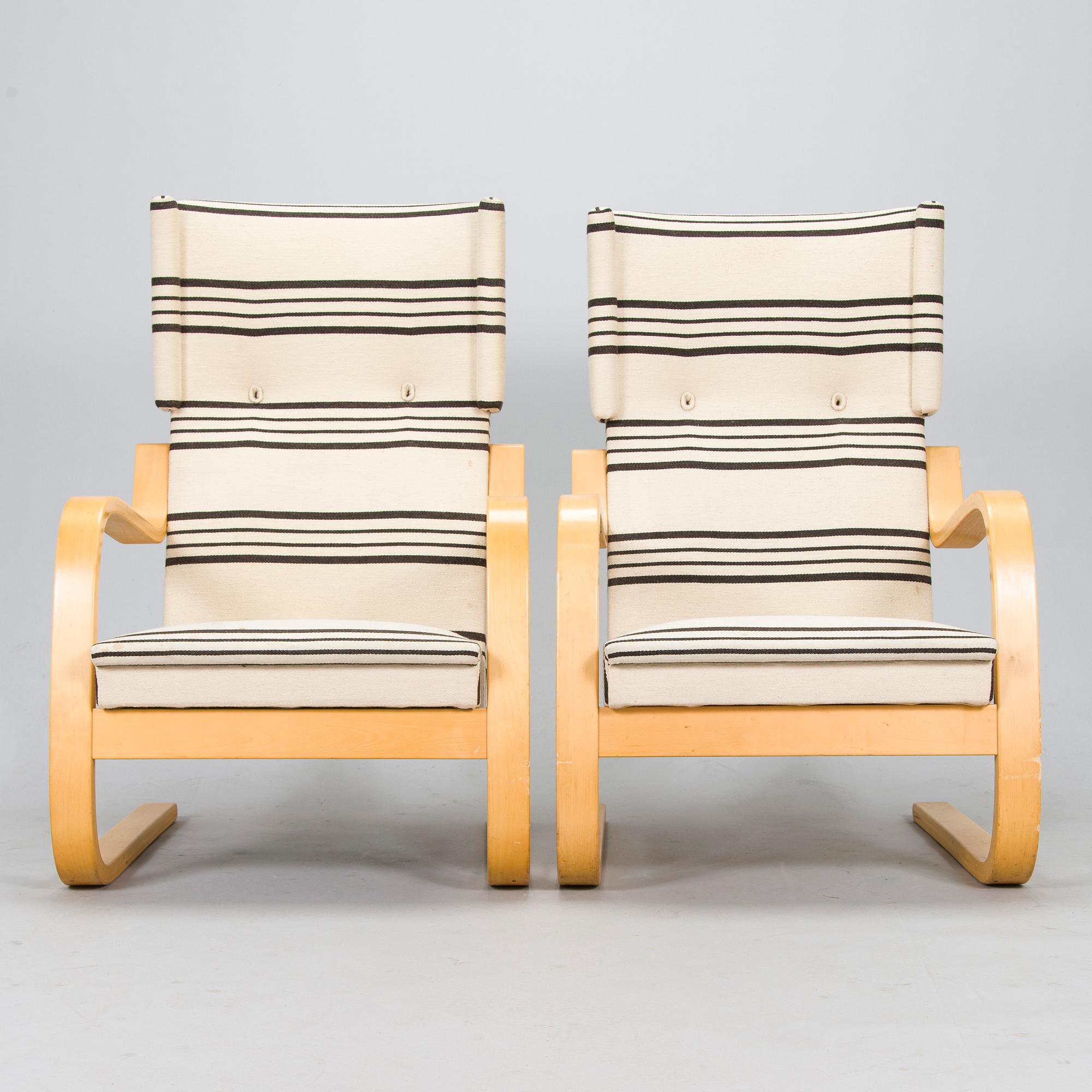 Alvar Aalto, fåtöljer, ett par, modell 401, Artek, 1960-tal.