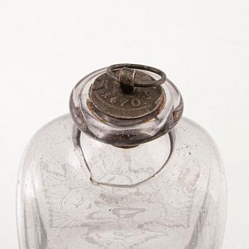 A Swedish glass flask, Limmareds glass manufactory, late 18th century/early 19th century.