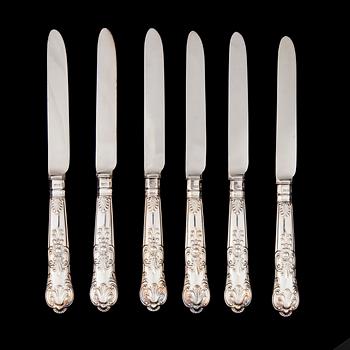 KNIVAR, 6 kpl, sterlingsilver, James Dixon & Sons, Sheffield, 1903. Totalvikt 370g.