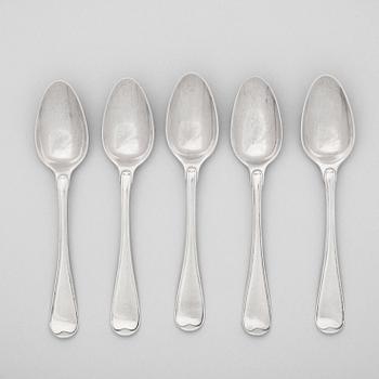 A set of six Swedish 18th century silver dessert-spoons, marks of Arvid Floberg, Stockholm 1778.