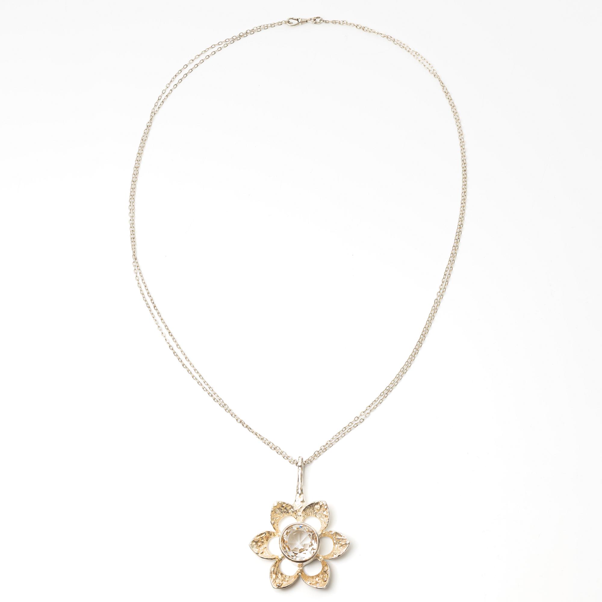 Theresia Hvorslev, Pendant, silver with faceted rock crystal, Lidköping 1972.