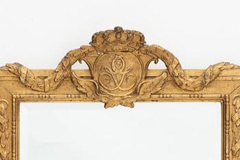 Mirror wall sconces a pair, Gustavian style, circa 1900.