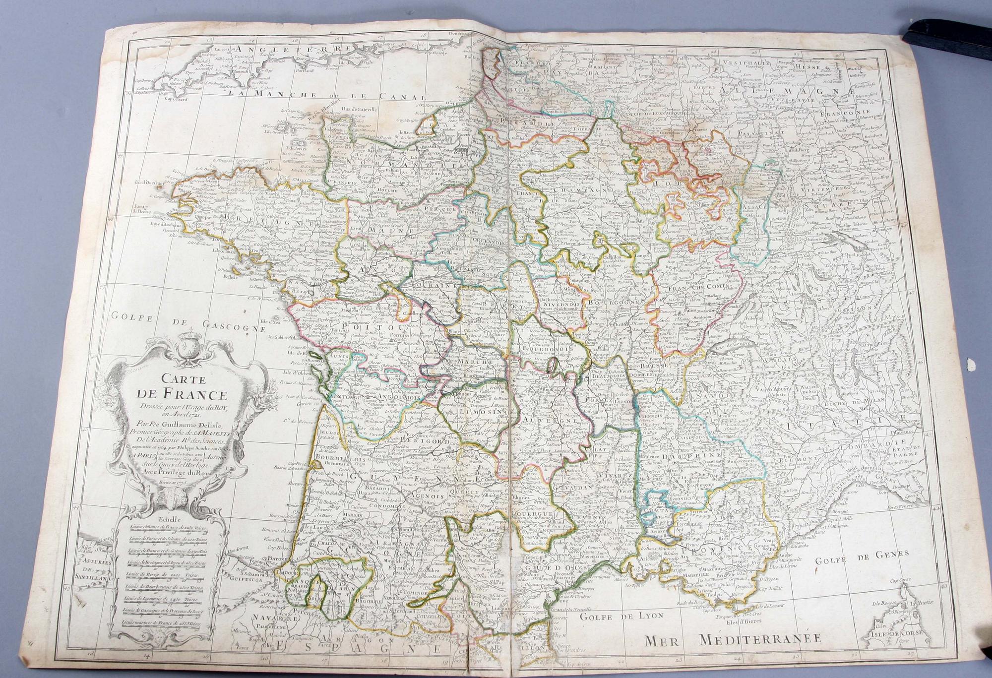 KARTA, Frankrike, Guillaume Delisle 1775.