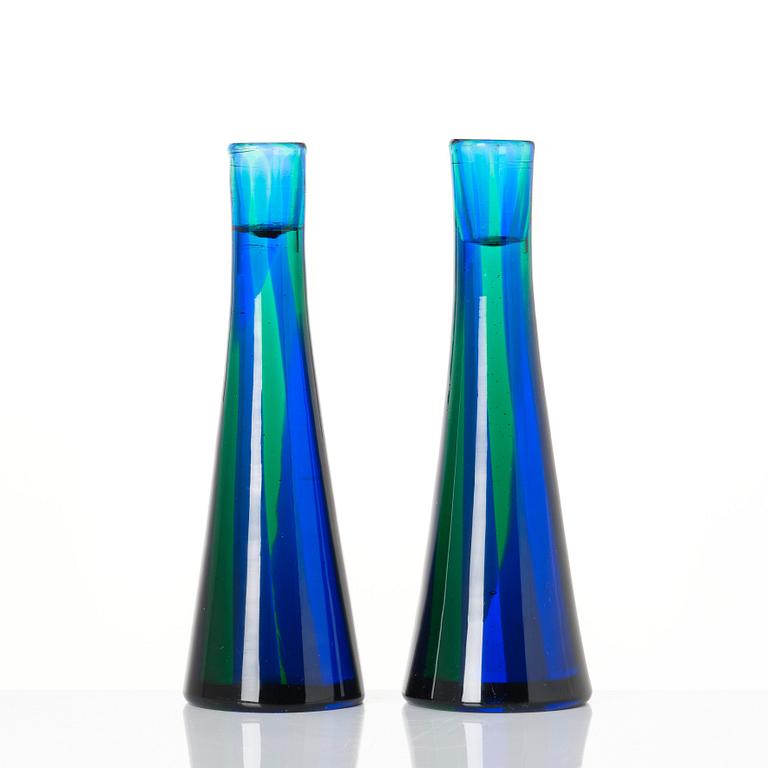 Paolo Venini, a pair of candlesticks, Venini, Murano, Italy, probably 1950s, model 4809.