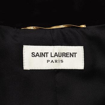 Yves Saint Laurent, a black goat suede fringe jacket, size 34.