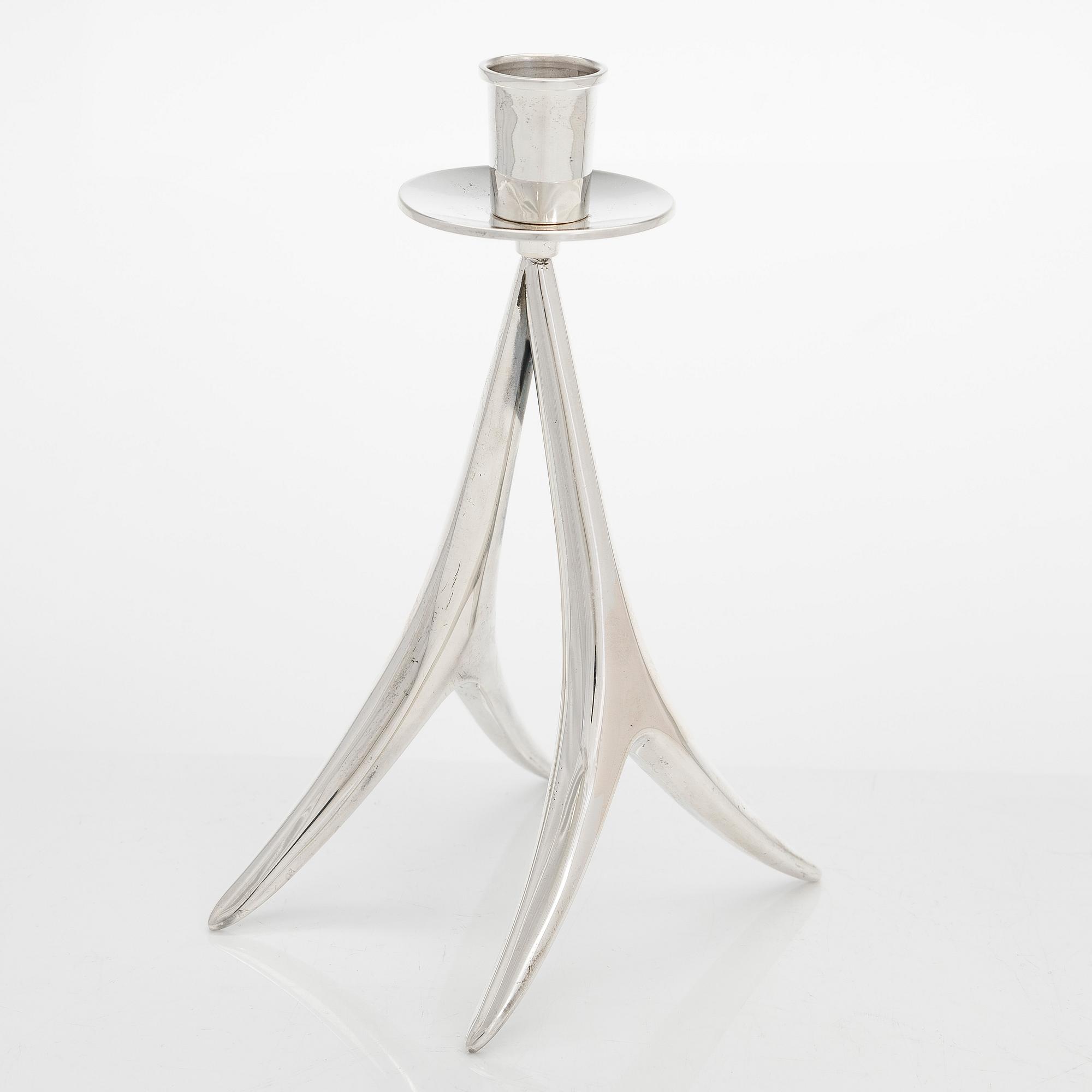 Anna-Greta Eker, A silver candlestick for Auran Kultaseppä Oy, Turku, 1968.