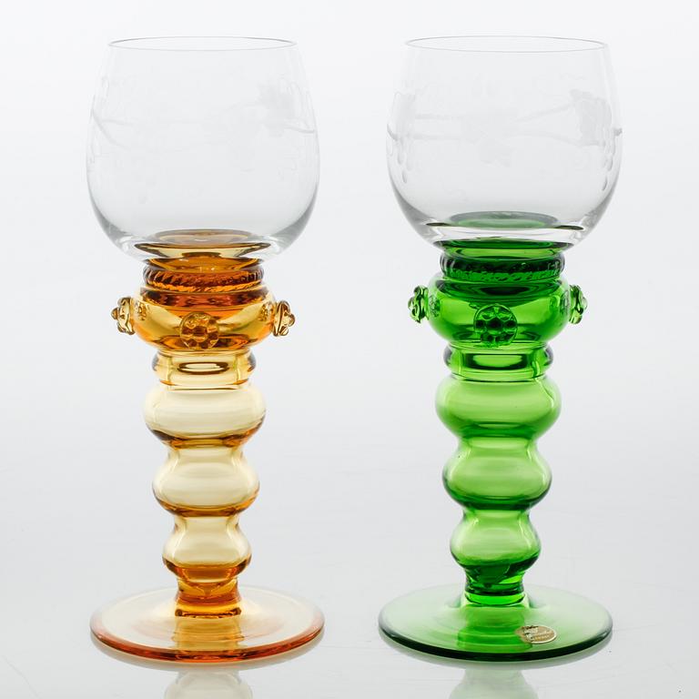 Eleven wine glasses from Theresienthal in Germany, around the mid 20th century/third quarter of the 20th century.