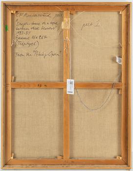 CARL FREDRIK REUTERSWÄRD, enamel/acrylic on canvas, signed Reuterswärd. On verso signed CF Reuterswärd and dated 1983-4.