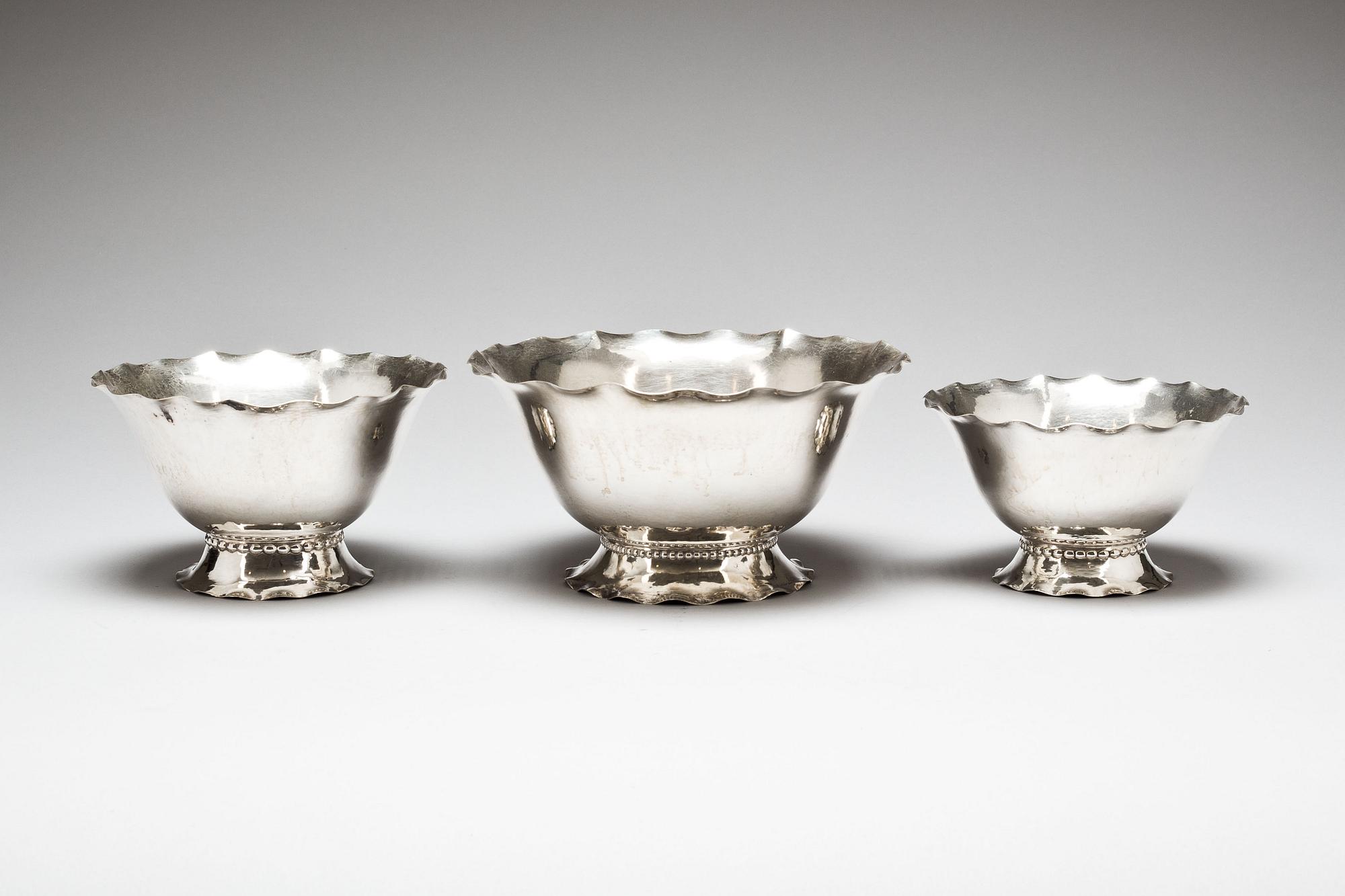 SKÅLAR, 3 st. Silver, div svenska mästare. 1924,-26,-27. Tot   670g.