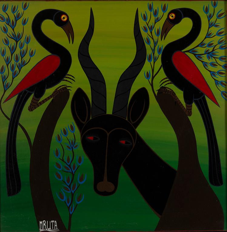 Hashim Mruta, so-called Tingatinga painting, Gazelle.
