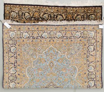 An old silk Ghom, around 207 x 136 cm.