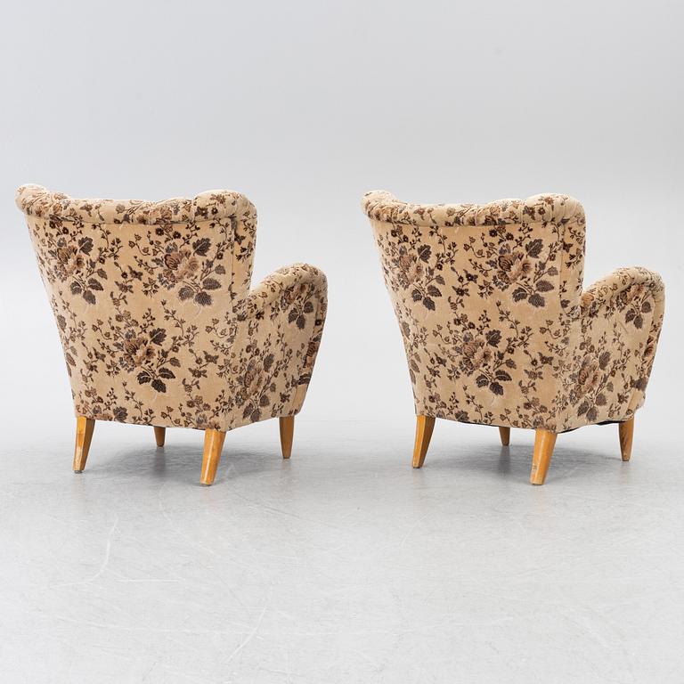 Fåtöljer, ett par, Swedish modern, 1940/50-tal.