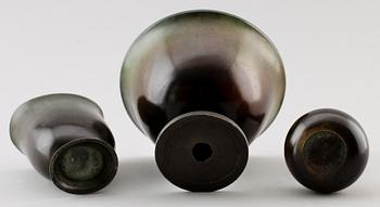 SKÅL OCH VASER, 3 st, brons, GAB, 1900-talets mitt.