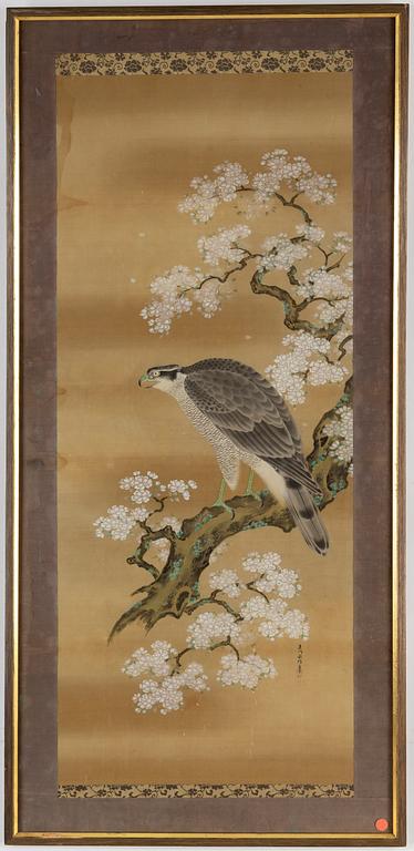 A Japanese painting, unidentified artist, ink and colour on silk, 20th century.