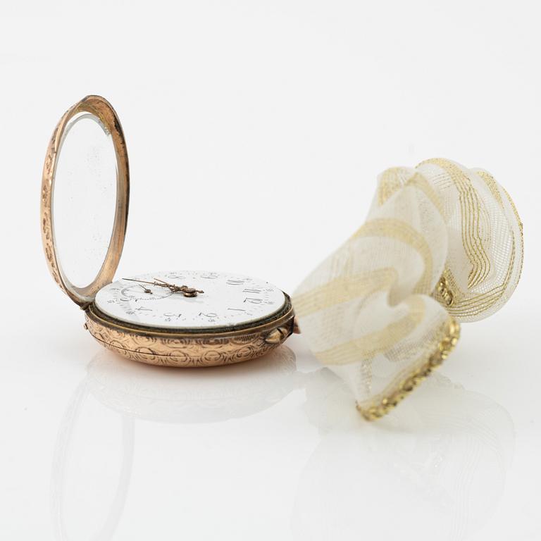 Watch stand and pocket watch, 19th Century.