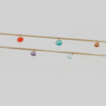 HALSBAND, doublé med 19 olikfärgade briloletteslipade stenar, Sophie by Sophie. Vikt 27,3 gram.