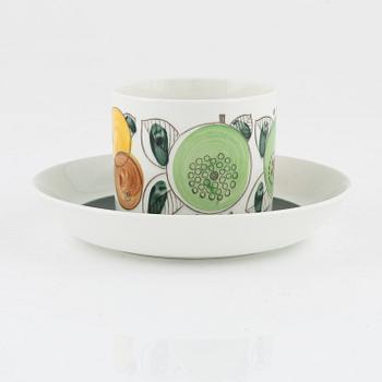 Hertha Bengtson, two 'Fructus' coffee cups with saucer, Rörstrand.