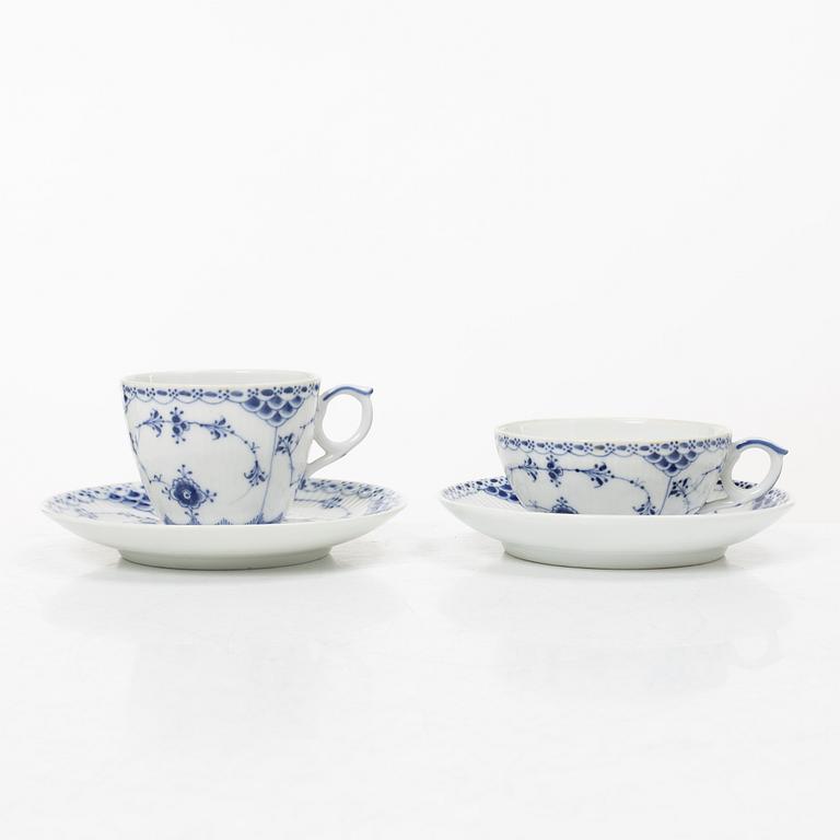 Royal Copenhagen, A 'Blue Fluted Half Lace" 30 pieces breakfast service, 'Musselmalet', partly 1889-1922 but also post 1923.