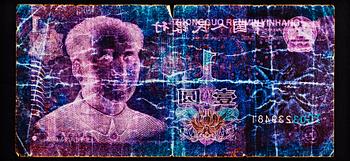 David LaChapelle, "Negative Currency, 1 Yuan used as Negative", 2010.