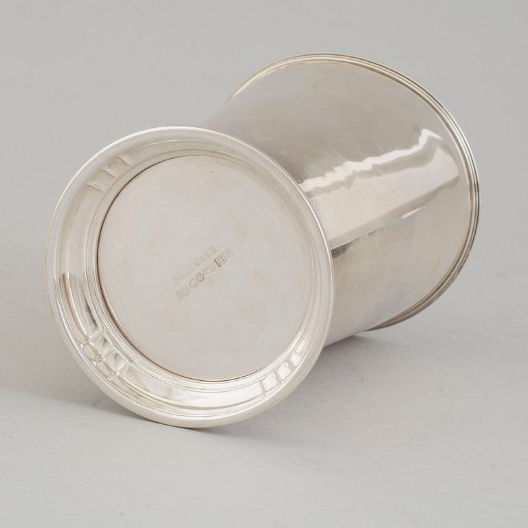 A parcel-gilt sterling silver vase from Aktiebolaget Ikora, Stockholm, 1953.