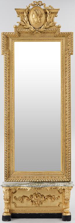 Spegel med konsolbord, 1800-talets slut.