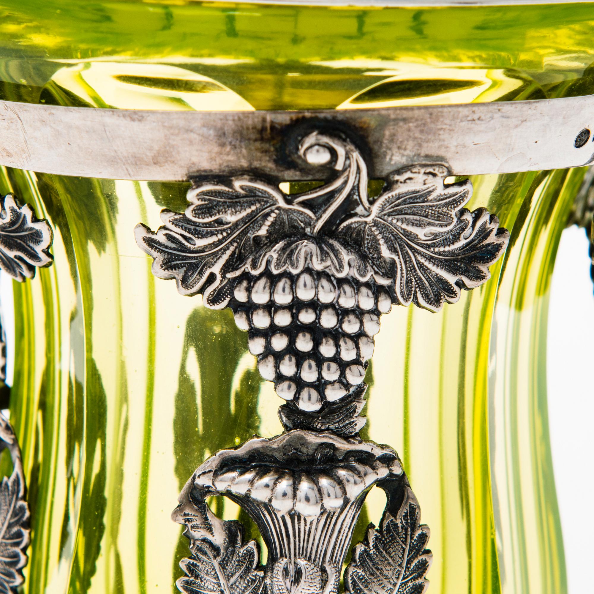 JOHANN DIEDRICH LINDKVIST, Lasi kannellisessa hopeapidikkeessä, Pietari 1841.