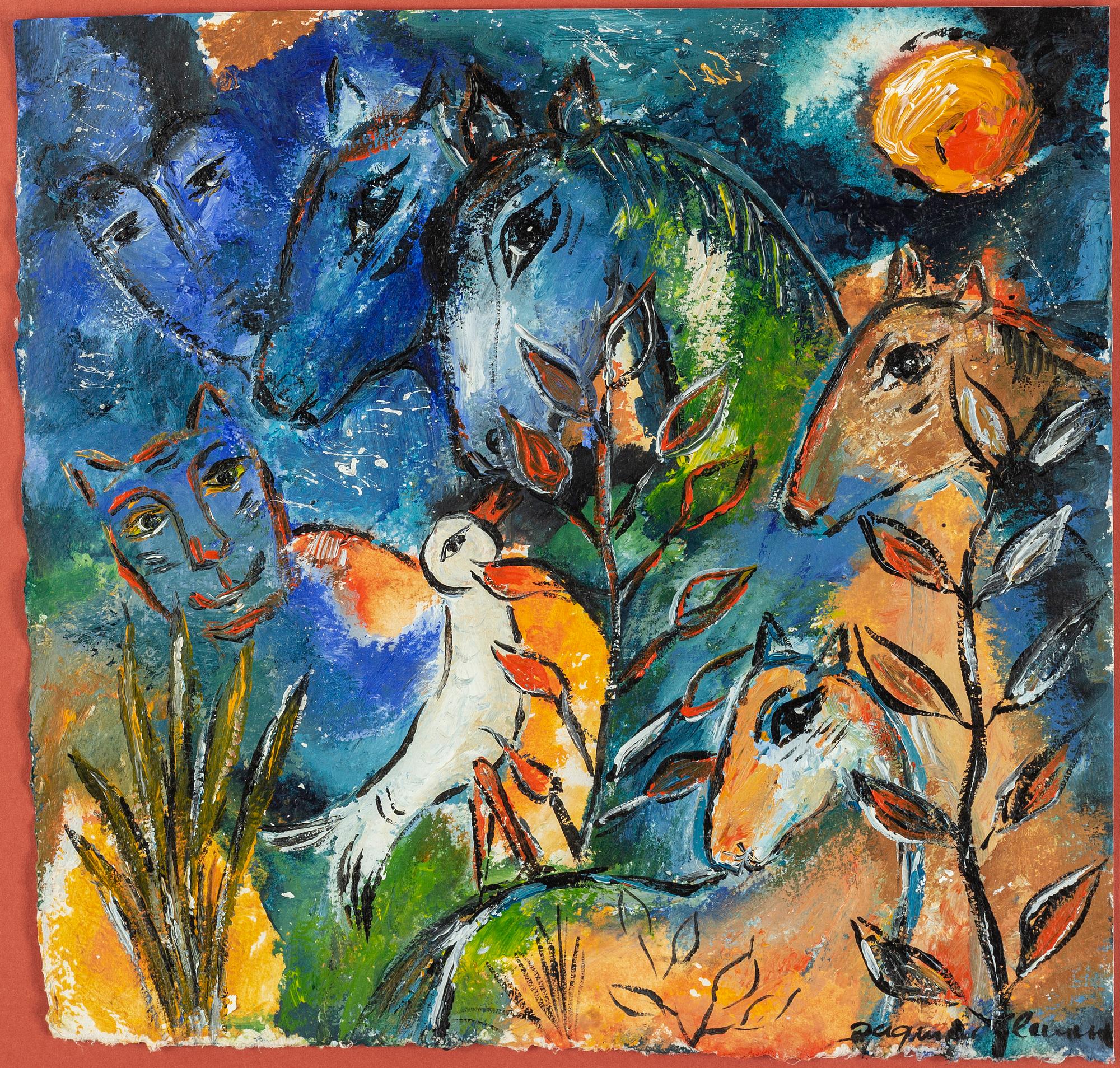 DAGMAR GLEMME, mixed media on paper, signed.