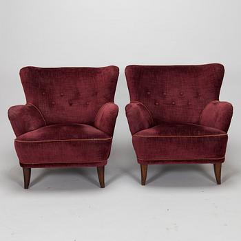 Ilmari Lappalainen, a pair of 1950's 'Laila' armchairs for Asko, Finland.