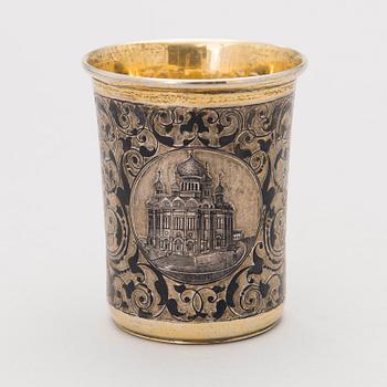 A Russian niello silver beaker, Mid 19th Century.