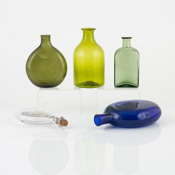 A set of five glass bottles, 18th/19th Century.