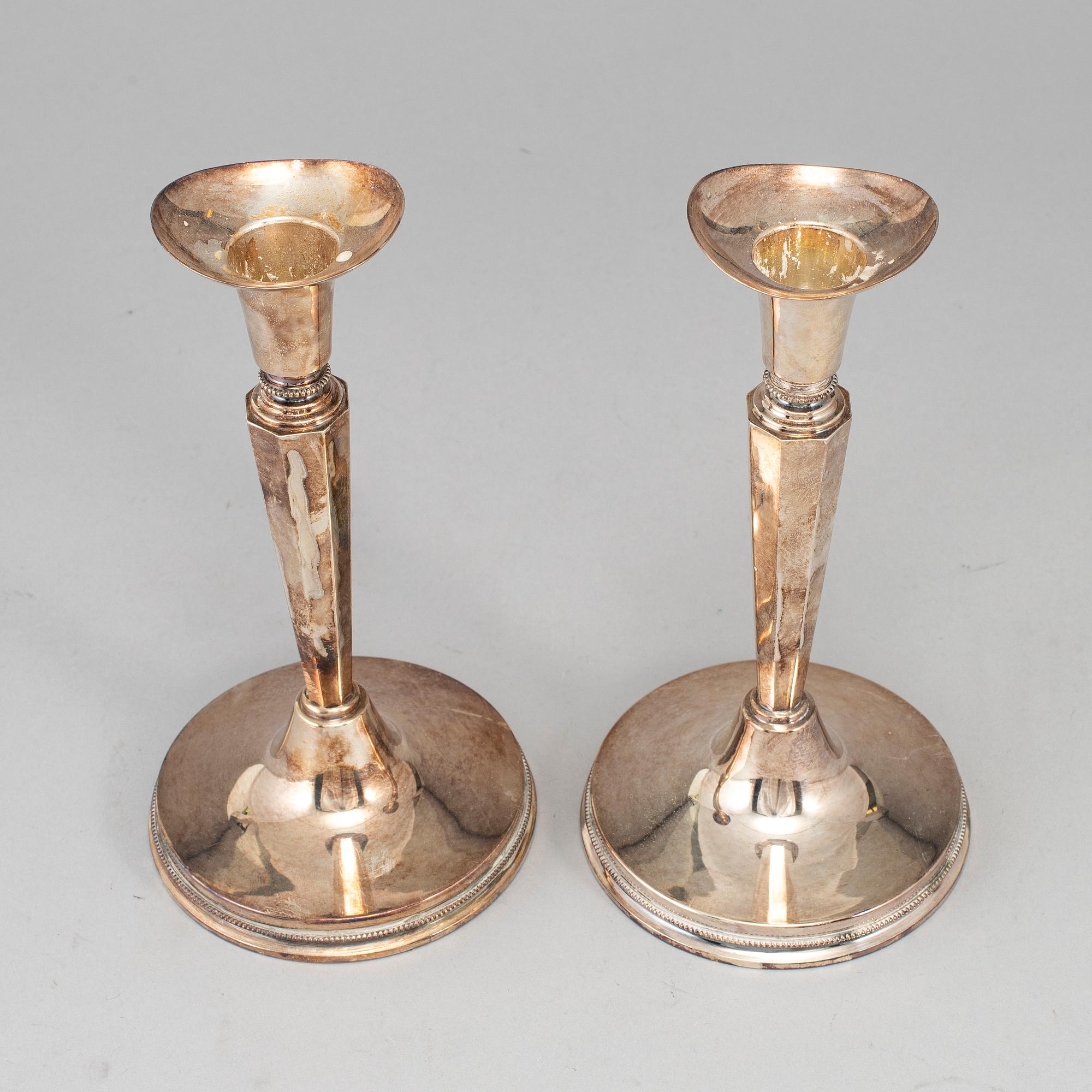 KG MARKSTRÖMS, a pair of silver candlesticks, Uppsala 1956.