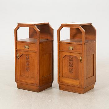 Bedside tables, a pair, early 20th century, Art Nouveau.