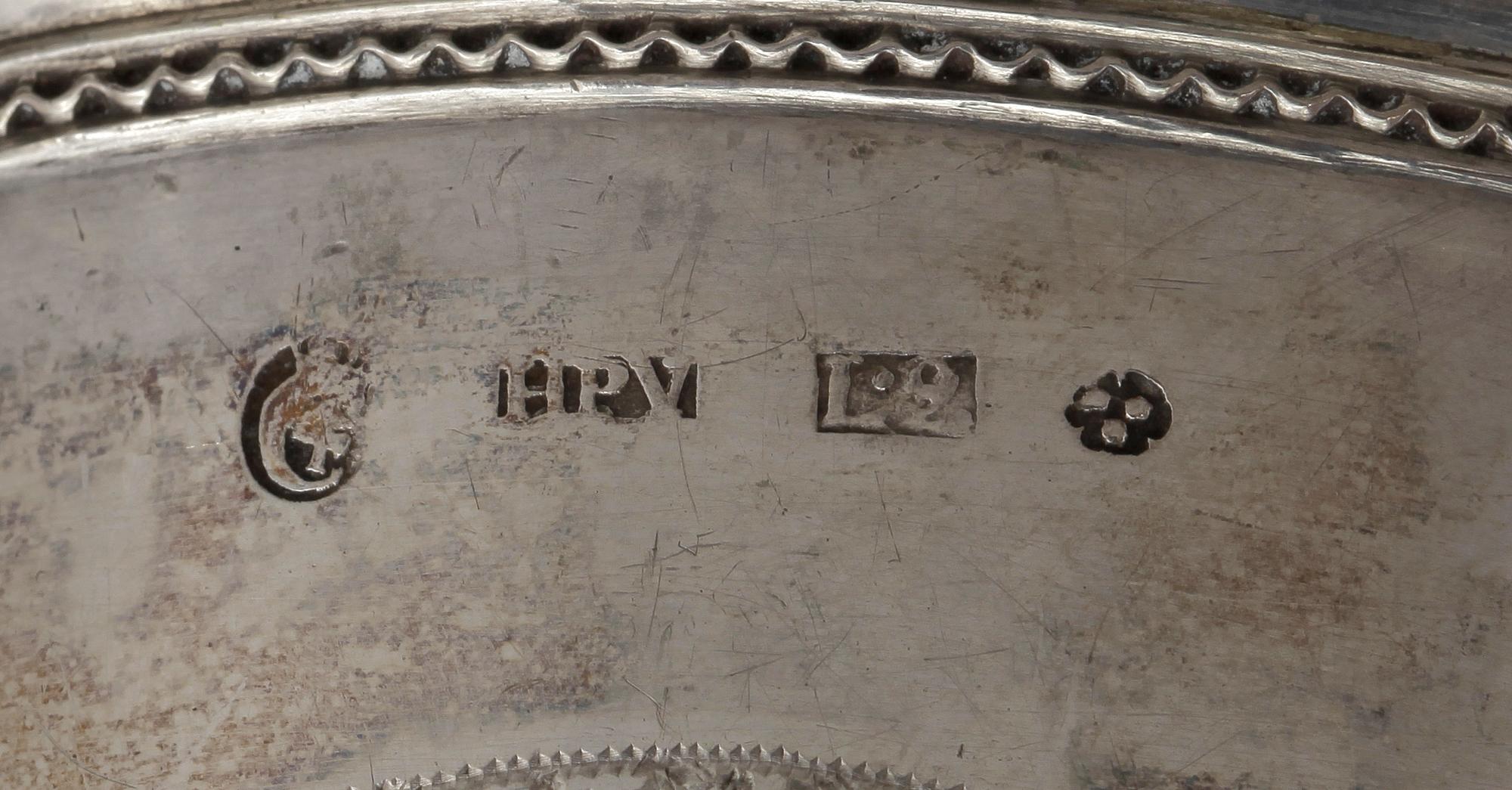 BÄGARE, silver, Hans Petter Vogt, Kristianstad, 1793. Vikt ca 193 gram.