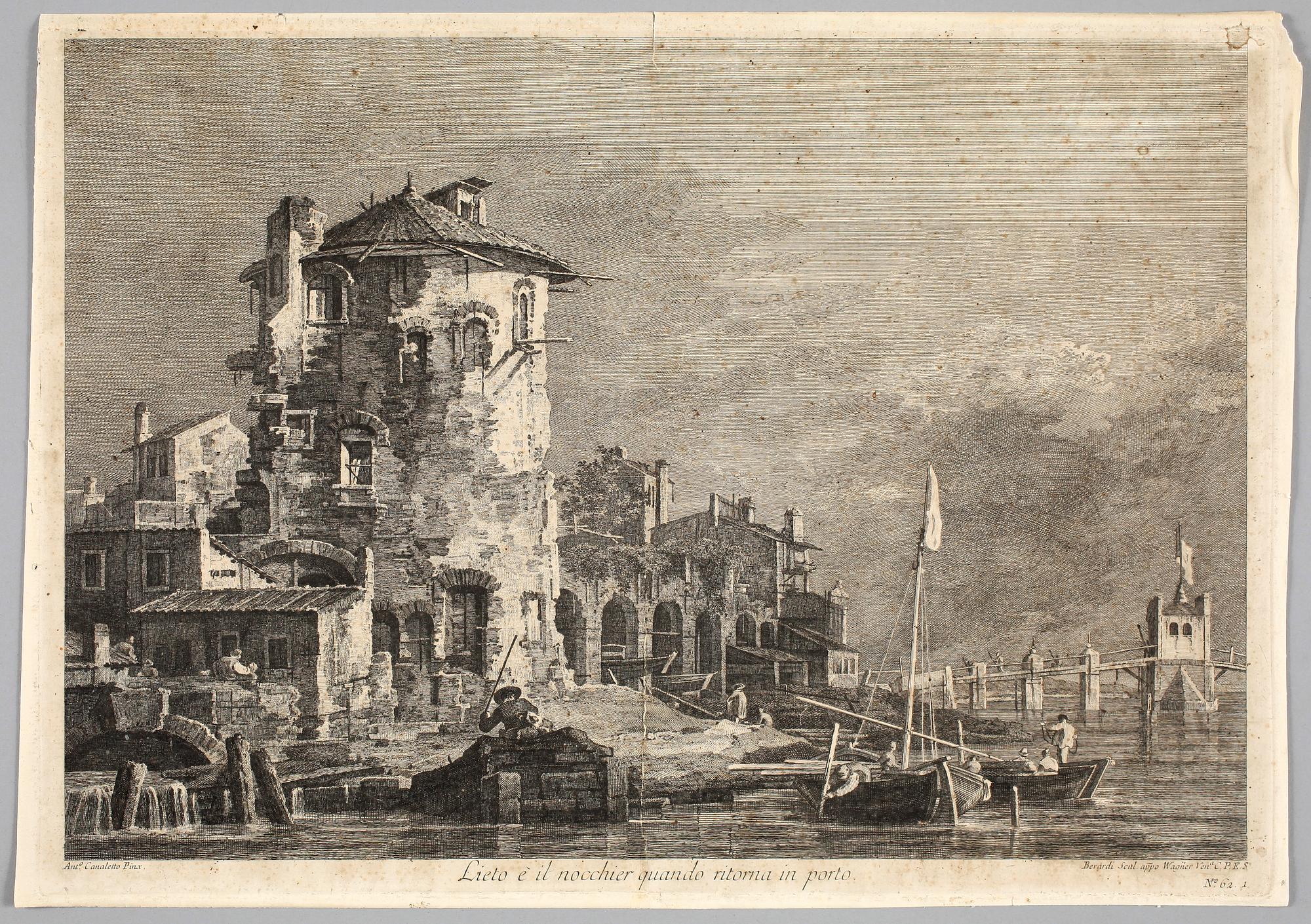CANALETTO, efter, Kopparstick av Fabio Berardi (1728-1788) och Joseph Wagner (1706-1780).