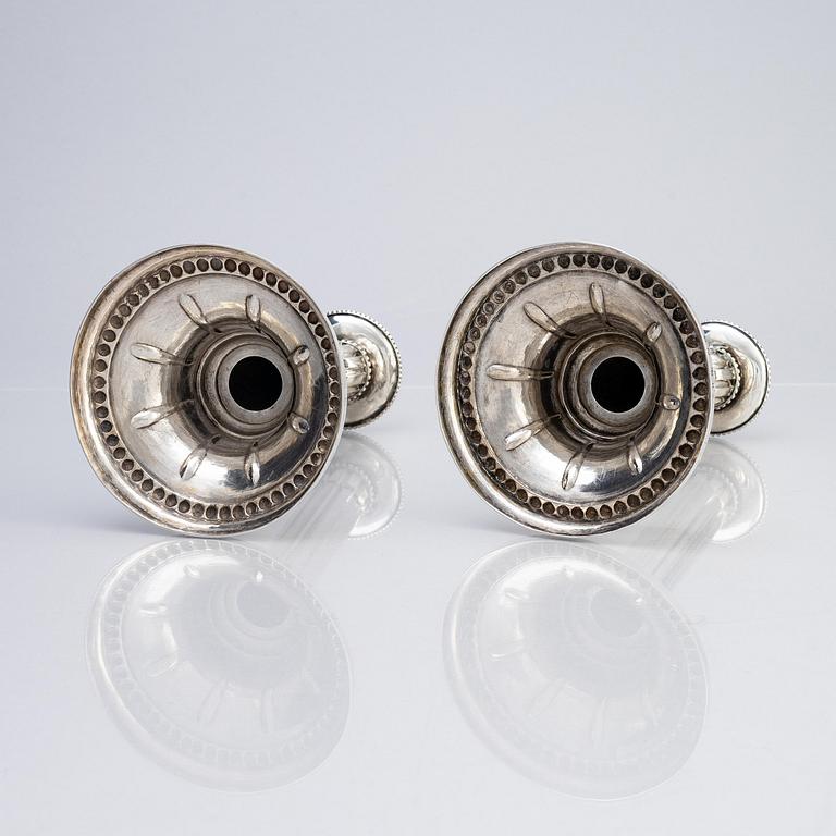 A pair of Swedish 18th century silver candlesticks, mark of Johan Schröder, Landskrona 1790.