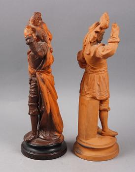 FIGURINER, ett par, terrakotta. UFFRECHT & CO, Tyskland, 1800/1900-tal.