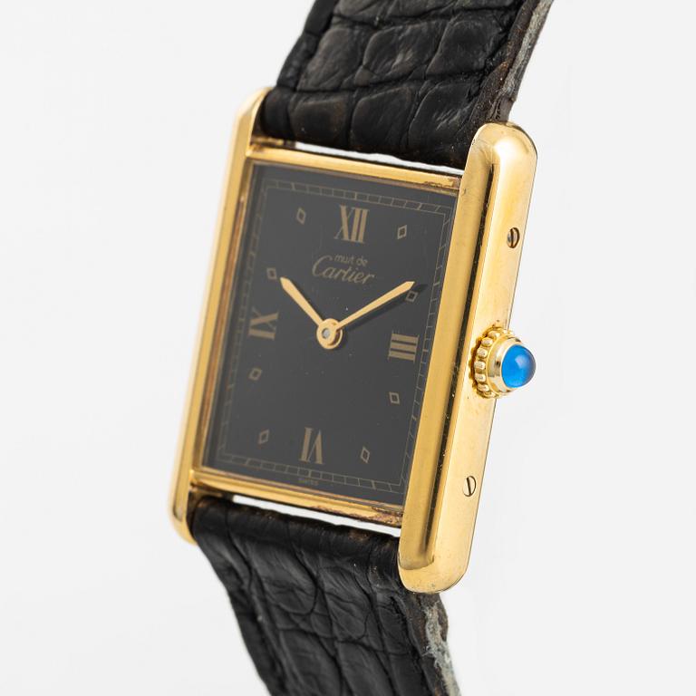must de CARTIER, Tank, wristwatch, 23 x 23,5 (30,5) mm.