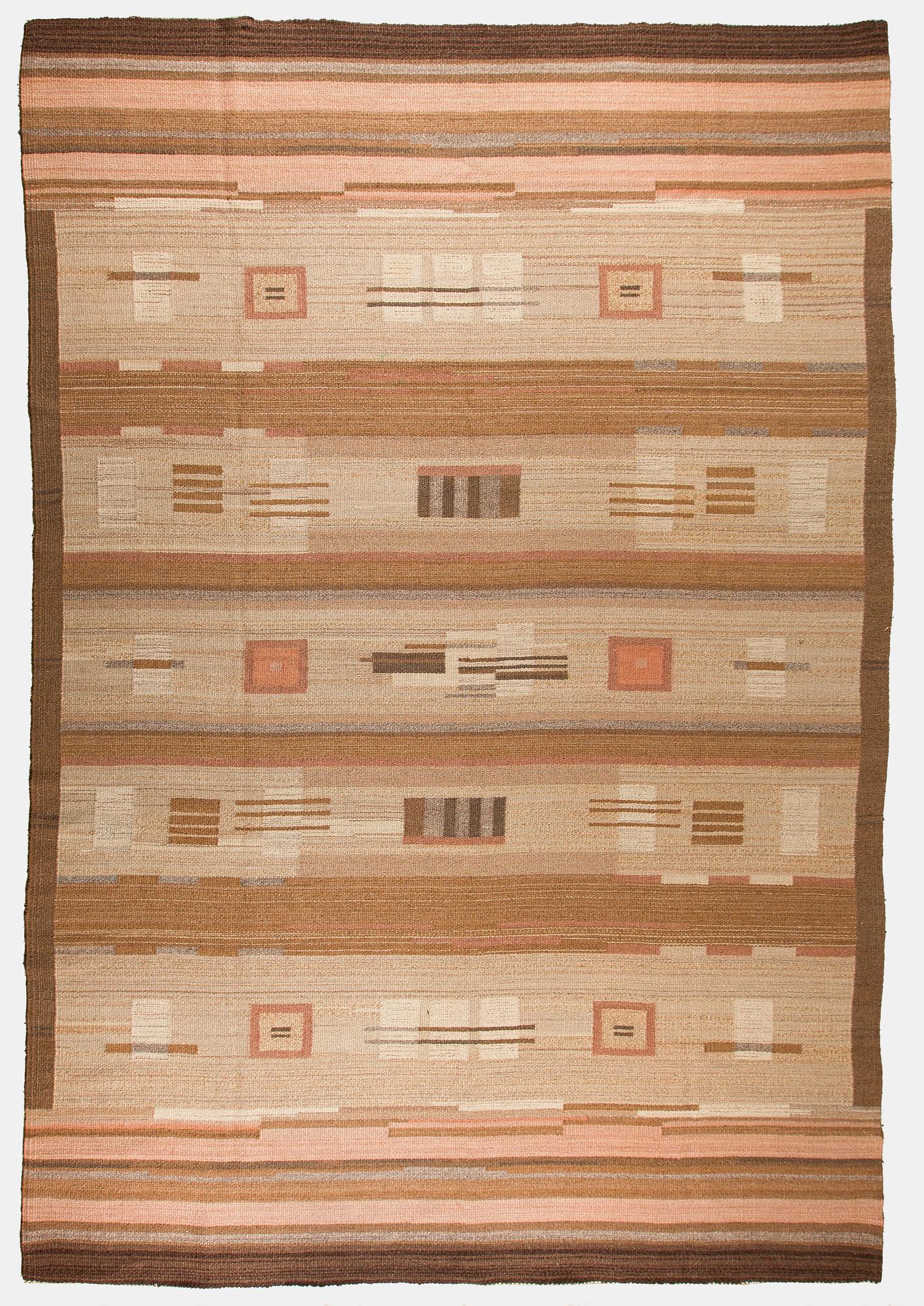 Laila Karttunen, karvalankamatto, Aaltosen Mattokutomo, Kiikka 1930-luku. Noin 300 x 200 cm.