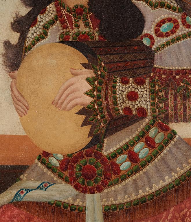 Persian school, "The Lady with the Tunbak" late Qajar dynasty - first half of the 20th century.