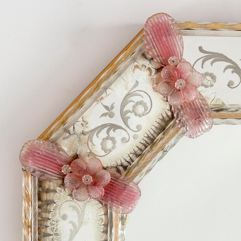 A MIRROR, possibly Murano, Italy. 20th century.